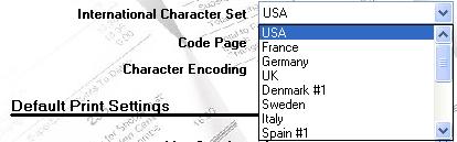 International Character Set The default international character set is "USA".