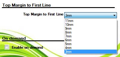 4.4.2. Top Margin to First Line <TSP100ECO only> The length from the leading edge of the paper to the first line of printing can be specified. The default setting is 3mm.