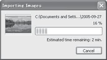 3 Import the images. To start importing images, click the [Import] button.