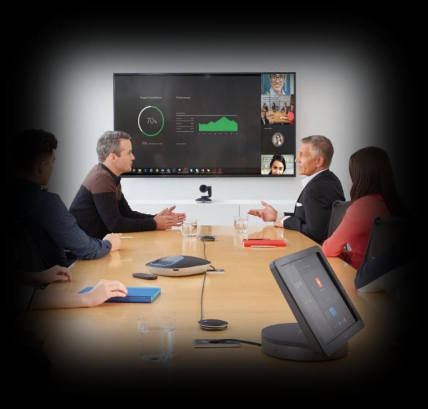 Skype Room Systems 8 A center of room touch control lets you manage a Skype meeting end-to-end with a familiar Skype for Business app, built for Windows