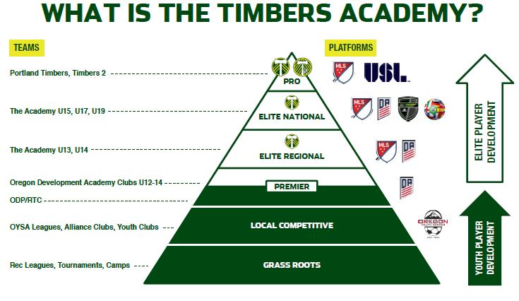 Why should I participate in Timbers ODP? As talked about on the first page, there is a vertically integrated system in place for players to get to the Timbers Academy.