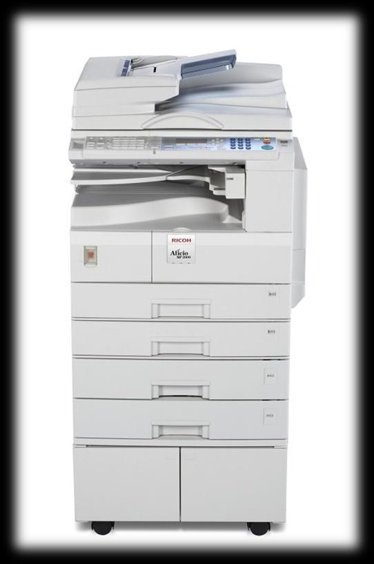 Ricoh MP 2000 Digital B&W Multifunction Copier 20 pages per minute Black & White 50 Sheet Automatic Document Feeder 2 x 250 sheet paper trays + 100 sheet bypass Warm up time of less than 30 seconds