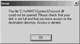 Troubleshooting Error installing under Windows 2000 If you are using Microsoft Windows 2000, you must have Service Pack 2 installed. Go to the Microsoft Windows 2000 Web page (http://www.microsoft.