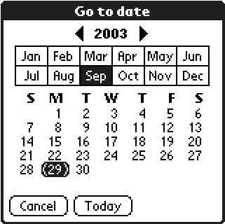 Viewing a specific day, week, month or year The Go to Date screen enables you to quickly find a specific day, month and year. To select a specific date: 1.