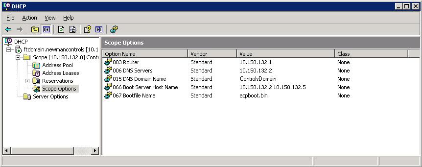DHCP Configura8on We are using an exis8ng DHCP server to distribute IP addresses DHCP Op8on 66 tells PXE clients where to get configura8on (primary