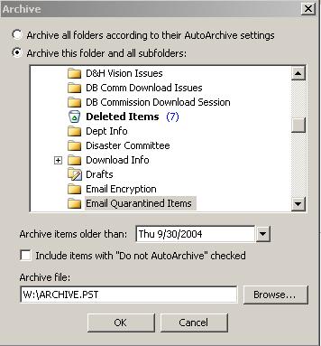 Manual Archive To manually archive a folder, select the folder that you wish to archive, then click on File, Archive.