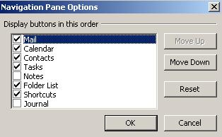 Navigation Pane Options is the same dialog box as the one accessed