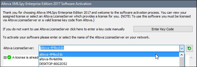 Altova LicenseServer How to Assign Licenses 165 Register Altova Desktop Products To register an Altova Desktop product with an Altova LicenseServer, do the following: 1. 2. 3.