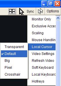 Local Cursor Offers a list of different cursor shapes to choose from for the local mouse pointer.
