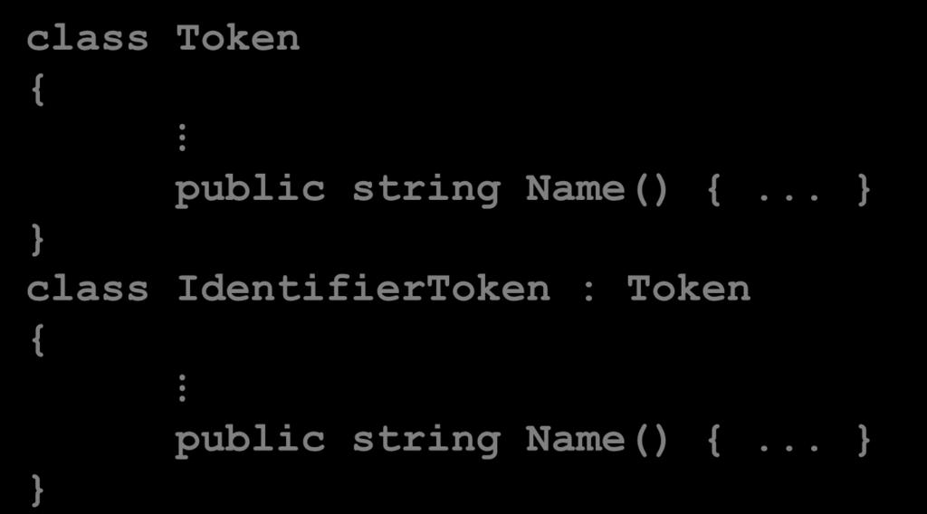 Phương thức new Phương thức trong lớp cơ sở và lớp dẫn xuất có thể trùng tên class Token public string Name().