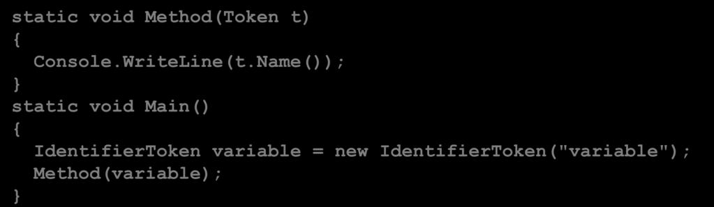 Phương thức new static void Method(Token t) Console.WriteLine(t.