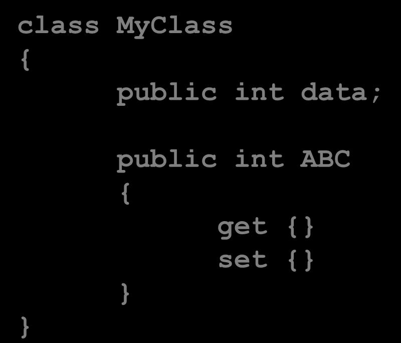 Property Khái niệm class MyClass public int