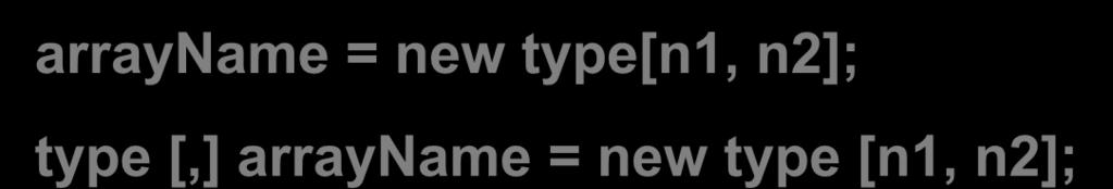 Mảng Tạo Mảng 1 chiều arrayname = new type[n]; type [ ] arrayname = new type