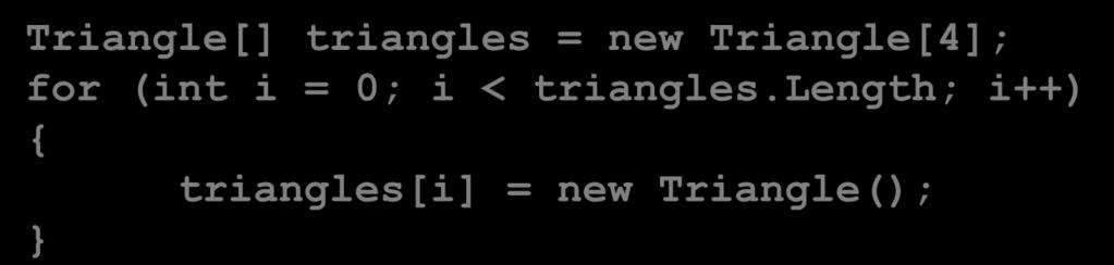 triangles = new Triangle[4]; for (int i = 0; i