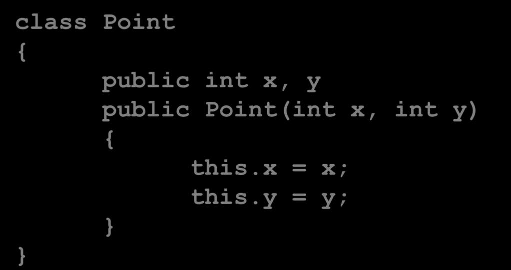 Struct class Point public int x, y public Point(int x, int y) this.x = x; this.