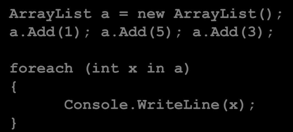 Duyệt các phần tử Collection ArrayList a = new ArrayList(); a.add(1); a.