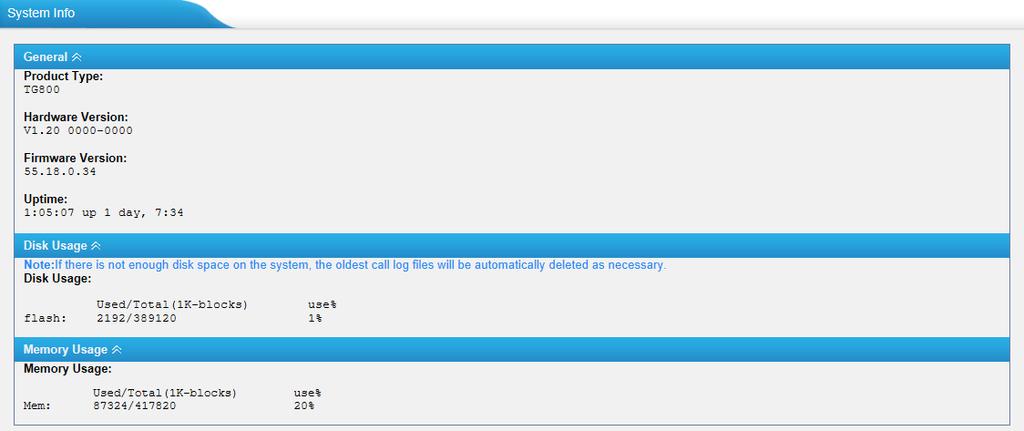 2 Network status In this page, the IP address of LAN port will appear with their status.