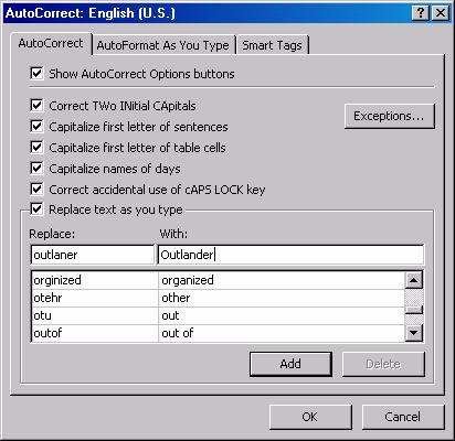 8 4 PowerPoint 2003: Basic Explanation The AutoCorrect feature AutoCorrect automatically corrects any typing mistakes that you make, as long as the mistakes are