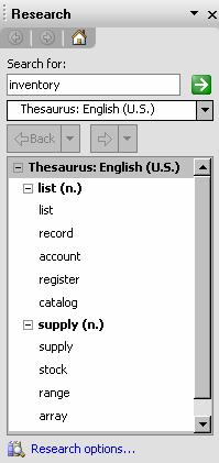 8 6 PowerPoint 2003: Basic Explanation PP03S-1-2 The Thesaurus If you find yourself looking for just the right word to use or you want to know the general meaning of a word, you can use the Thesaurus