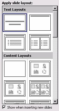 Slide layouts Building new presentations 2 3 When you create a new, blank presentation, PowerPoint adds one slide to it.