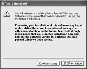 Windows XP If the dialog box shown below