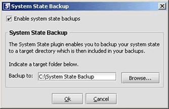 System State Plug-in The Backup Professional System State Backup plug-in enables you to backup your System State to a target directory that is automatically included in your daily backup routine.