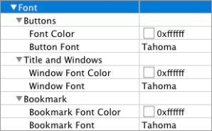 (2) Font If you want to change fonts of toolbar buttons, flash windows even bookmarks or search result panel, you can set font types and colors in Font