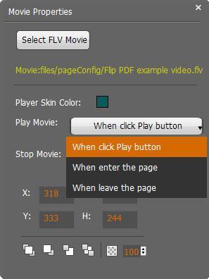 and edit the movie in below panel (define video player skin