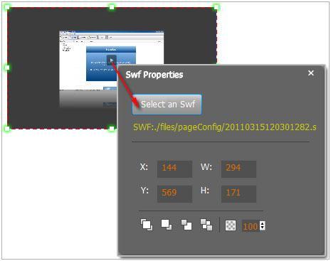 Add Button Click icon to draw an area for inserting your image or SWF button file with calling actions.