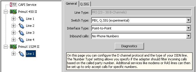 Figure 18: ISDN PRI Interface General Configuration Settings Configure the parameters in the Q.SIG tab as shown in the following table. Parameter Usage PBX type Specify Universal. Q.SIG Standard Specify Automatic.