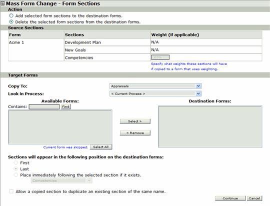 Working with Form Sections To Delete Multiple Sections from Other Forms 1 In the Appraisal Center, click the Process Details link for the appraisal that contains the sections you want to delete in
