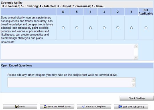 Chapter 6: Appraisal Form Sections Note that your form must have a Open Ended Questions section before you can configure it. For more information, see Adding Form Sections on page 86.