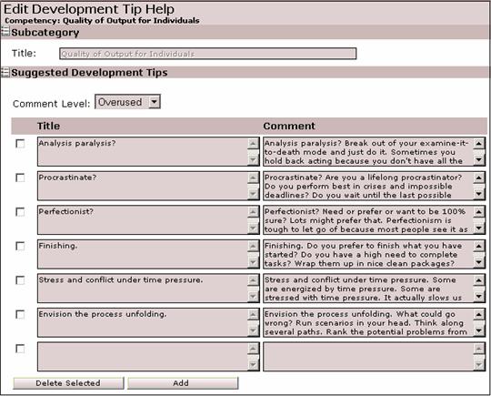 Chapter 6: Appraisal Form Sections 8 From the left navigator, click the Edit Development Tip Help An Edit Development Tip Help page appears. 9 The Title field is read-only.