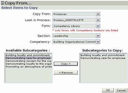 Chapter 6: Appraisal Form Sections Copying Comment Helper Sub-Categories Comment Helper text may be copied from one competency or sub-category to another.
