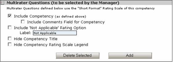 Setting Up a Multirater Process 5 Click the link of the competency to configure the Multirater questions.
