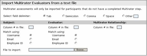 Importing Multirater Evaluators To Import Multirater Evaluators 1 In the Appraisal Center, click the Process Details link for the appropriate appraisal.
