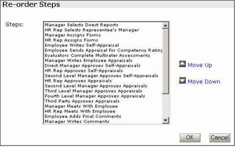 Chapter 4: Appraisal Steps Reordering Steps in an Appraisal Process You may wish to change the order of the steps in the Steps List.