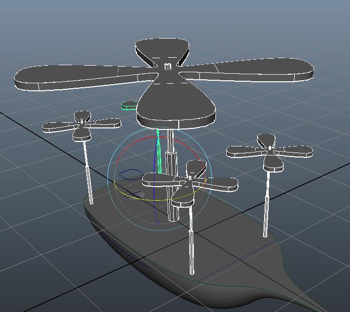 Rotate the propellers around the Y axis to for some some variation. We can also animate this attribute to make the airship appear to fly! Almost done with our airship!