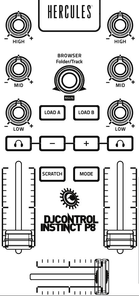 APPENDIX: FUNCTIONS OVERVIEW EQUALIZER (EQ) The ROTARY KNOB controls the EQ intensity in DJUCED 40. One knob is associated with each band: HIGH / MID / LOW.