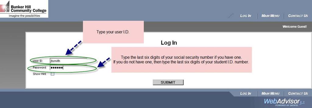 You should now see a reset password confirmation screen. After you read the message click on the link labeled Log in. Step 11. You should now see two fields. In the first field type your user I.D.