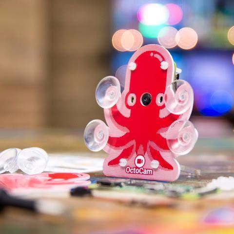 OctoCam - Pi Zero W Project Kit PIM286 A cute, connected, cephalopod camera to stick on your window or sit on your shelf!