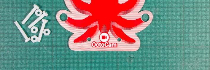 Let's start by taking the red OctoCam mount, the four bolts
