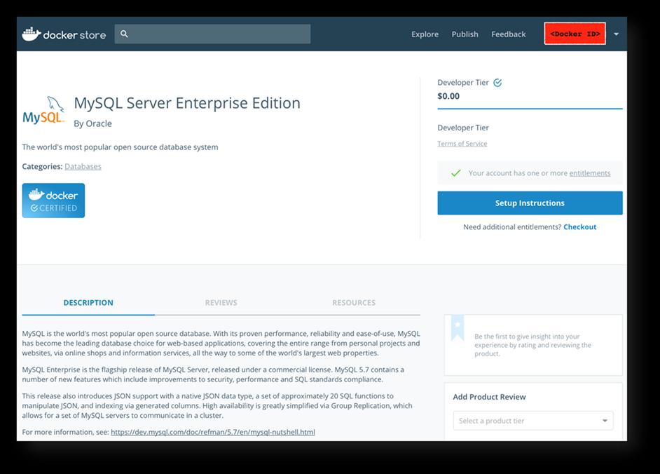 Official MySQL Containers Official Server Release product Part of each release, e.g. 5.7.