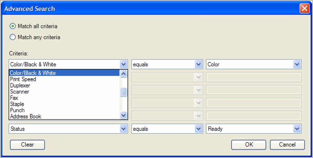 View Management 5 Select a Default View. Click Edit > Advanced Search, or click the binoculars icon in the application toolbar above the device list. The Advanced Search dialog box opens.