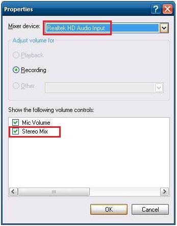 Since the Mixer function is enabled by default, you need modify the default settings of the Realtek audio device so that sounds picked up from the