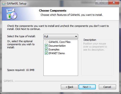 Figure 4 Selecting Setup type GANetXL can be installed