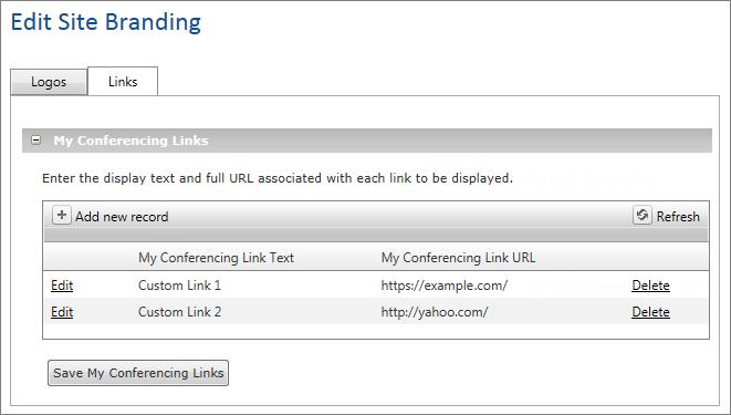 Site Settings and Branding My Conferencing Center Your company might offer My Conferencing Center a streamlined version of the Admin Portal that gives quick access to frequently-used meeting