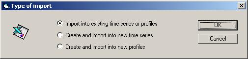 If you choose Wizard then the Import Wizard dialog, described elsewhere, will appear that steps through a series of questions to assist the novice with importing data.