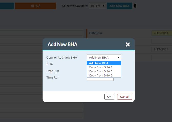 Entering Data into WellEz - BHA After clicking Add New BHA, a box will appear to enter required information about the BHA.