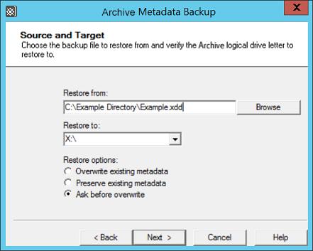 file system metadata in a backup file onto a live system, and/or restoring the State File.